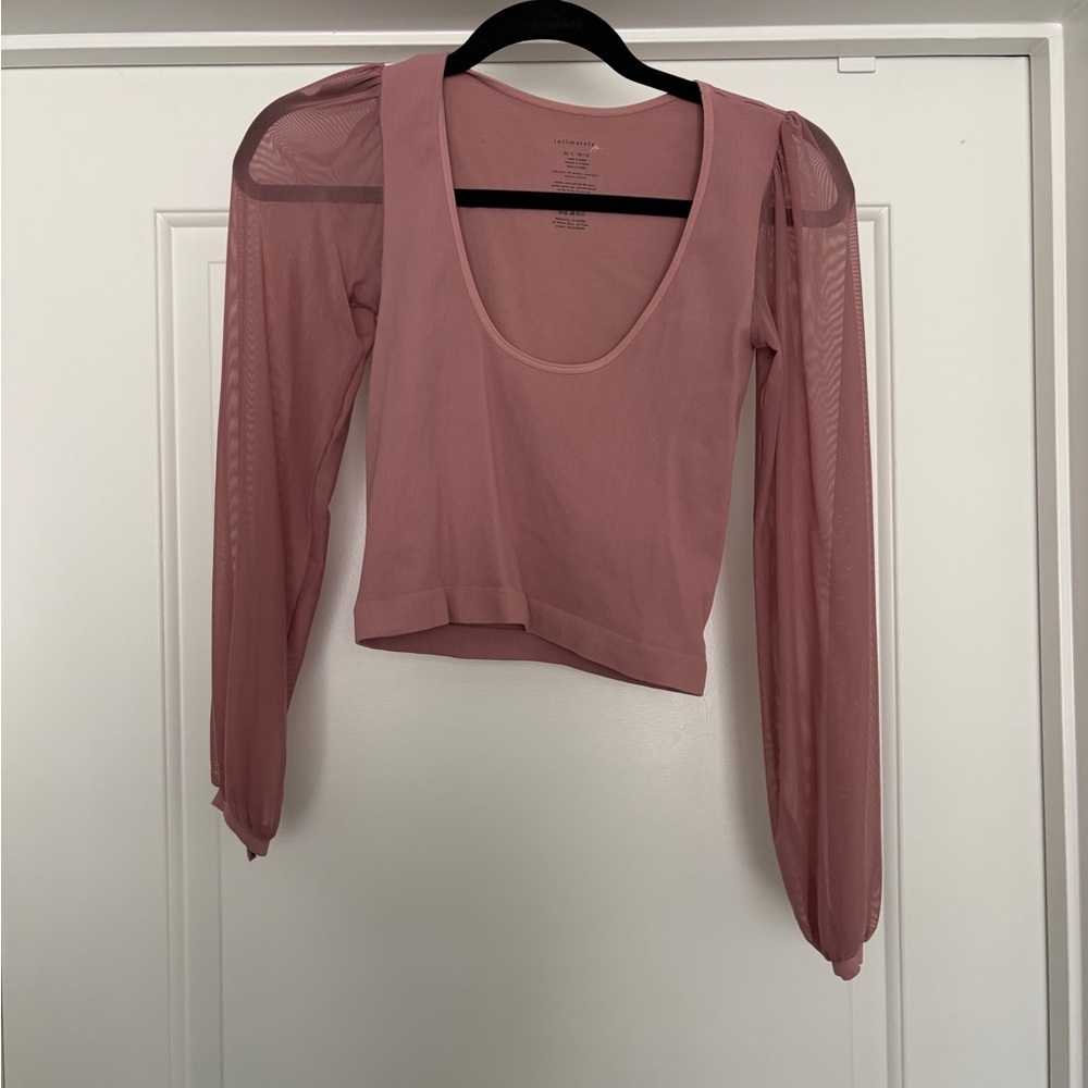 Free People Cropped “Lost in Love” Long Sleeve